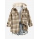 Women's Daily Plaid Loose Detachable Hooded Cargo Pockets Wool Blend Shirt Jacket Shacket Women's Daily Plaid Loose Detachable Hooded Cargo Pockets Wool Blend Shirt Jacket Shacket