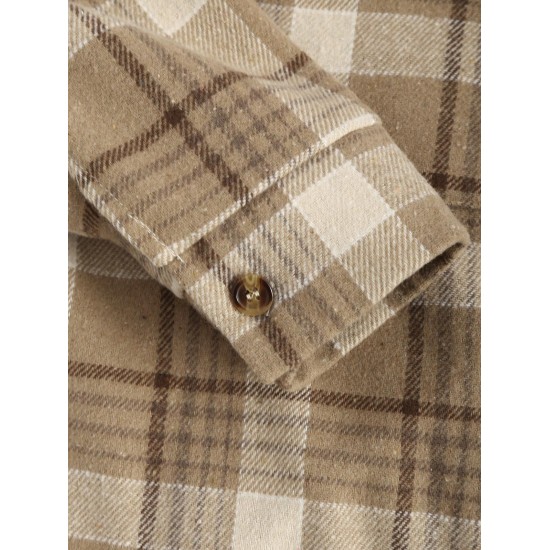 Women's Daily Plaid Loose Detachable Hooded Cargo Pockets Wool Blend Shirt Jacket Shacket Women's Daily Plaid Loose Detachable Hooded Cargo Pockets Wool Blend Shirt Jacket Shacket