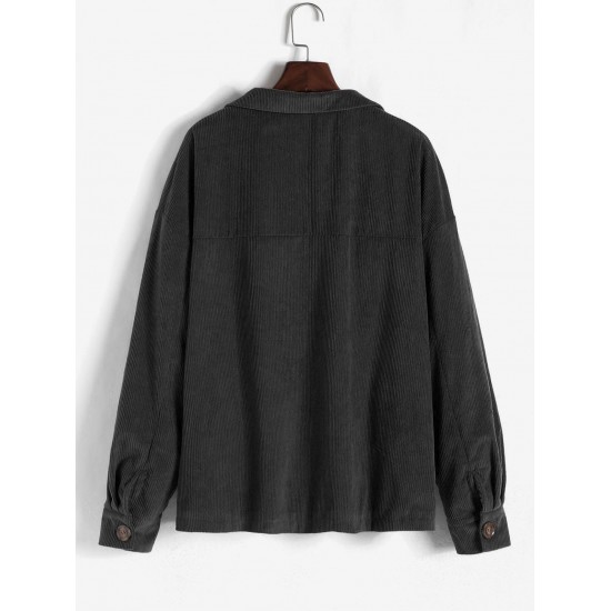 Fleece Lined Corduroy Pockets Cargo Shacket Fleece Lined Corduroy Pockets Cargo Shacket