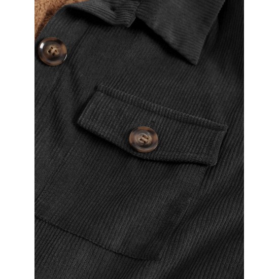 Fleece Lined Corduroy Pockets Cargo Shacket Fleece Lined Corduroy Pockets Cargo Shacket