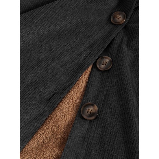 Fleece Lined Corduroy Pockets Cargo Shacket Fleece Lined Corduroy Pockets Cargo Shacket