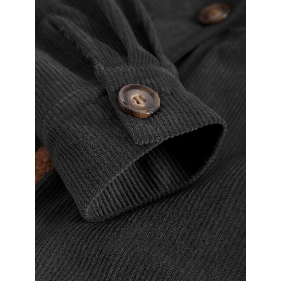 Fleece Lined Corduroy Pockets Cargo Shacket Fleece Lined Corduroy Pockets Cargo Shacket