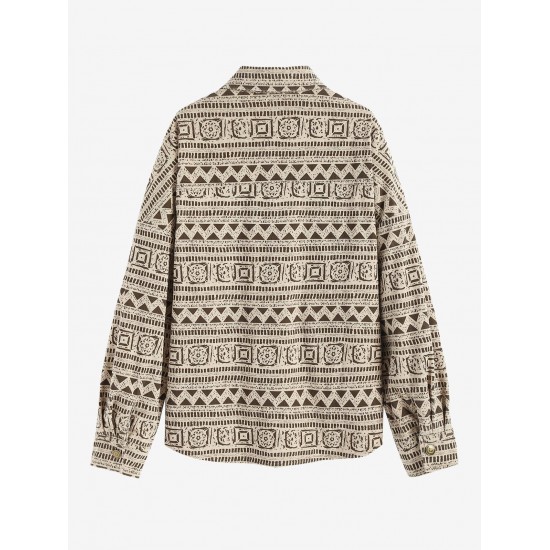 Women's Ethnic Style Aztec Tribal Geo Printed Thermal Fleece Lined Vintage Front Pocket Corduroy Shirt Jacket Shacket Women's Ethnic Style Aztec Tribal Geo Printed Thermal Fleece Lined Vintage Front Pocket Corduroy Shirt Jacket Shacket