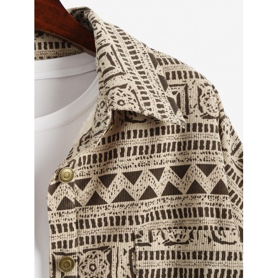 Women's Ethnic Style Aztec Tribal Geo Printed Thermal Fleece Lined Vintage Front Pocket Corduroy Shirt Jacket Shacket Women's Ethnic Style Aztec Tribal Geo Printed Thermal Fleece Lined Vintage Front Pocket Corduroy Shirt Jacket Shacket