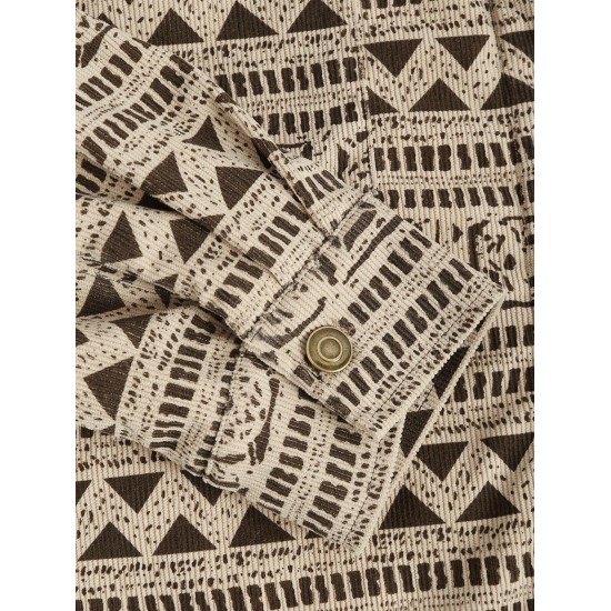 Women's Ethnic Style Aztec Tribal Geo Printed Thermal Fleece Lined Vintage Front Pocket Corduroy Shirt Jacket Shacket Women's Ethnic Style Aztec Tribal Geo Printed Thermal Fleece Lined Vintage Front Pocket Corduroy Shirt Jacket Shacket