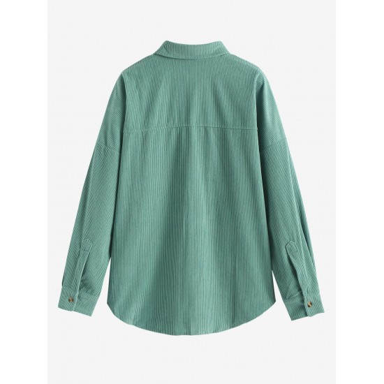 Women's Daily Solid Color Single Breasted Front Pocket Corduroy Shirt Jacket Shacket Women's Daily Solid Color Single Breasted Front Pocket Corduroy Shirt Jacket Shacket