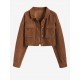 Women's Single Breasted Flap Pockets Corduroy Crop Shirt Jacket Shacket Women's Single Breasted Flap Pockets Corduroy Crop Shirt Jacket Shacket