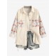 Women's Ethnic Aztec Print Mock Pocket Frayed Drop Shoulder Turn Down Collar Button Up High Low Denim Shacket Women's Ethnic Aztec Print Mock Pocket Frayed Drop Shoulder Turn Down Collar Button Up High Low Denim Shacket
