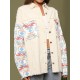 Women's Ethnic Aztec Print Mock Pocket Frayed Drop Shoulder Turn Down Collar Button Up High Low Denim Shacket Women's Ethnic Aztec Print Mock Pocket Frayed Drop Shoulder Turn Down Collar Button Up High Low Denim Shacket