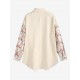 Women's Ethnic Aztec Print Mock Pocket Frayed Drop Shoulder Turn Down Collar Button Up High Low Denim Shacket Women's Ethnic Aztec Print Mock Pocket Frayed Drop Shoulder Turn Down Collar Button Up High Low Denim Shacket