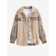 Women's Daily Ethnic Aztec Jacquard Drop Shoulder Turn Down Collar Flap Detail Button Up Shacket Women's Daily Ethnic Aztec Jacquard Drop Shoulder Turn Down Collar Flap Detail Button Up Shacket