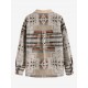 Women's Daily Ethnic Aztec Jacquard Drop Shoulder Turn Down Collar Flap Detail Button Up Shacket Women's Daily Ethnic Aztec Jacquard Drop Shoulder Turn Down Collar Flap Detail Button Up Shacket