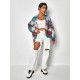 Ethnic Aztec Print Flap Pockets Button Up Jacket Ethnic Aztec Print Flap Pockets Button Up Jacket