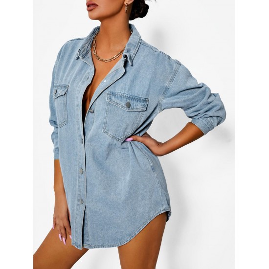 Pocket Drop Shoulder Denim Shacket Pocket Drop Shoulder Denim Shacket