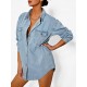 Pocket Drop Shoulder Denim Shacket Pocket Drop Shoulder Denim Shacket