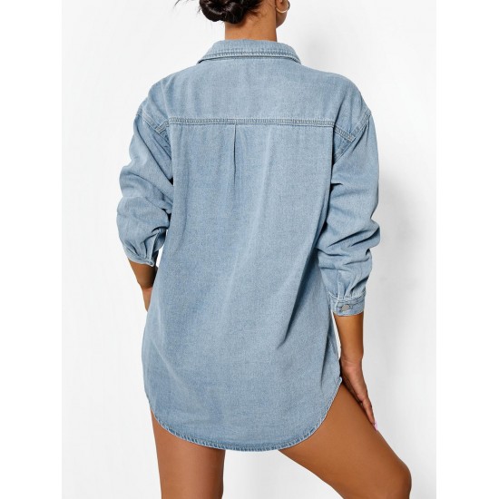 Pocket Drop Shoulder Denim Shacket Pocket Drop Shoulder Denim Shacket