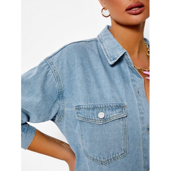 Pocket Drop Shoulder Denim Shacket Pocket Drop Shoulder Denim Shacket
