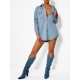 Pocket Drop Shoulder Denim Shacket Pocket Drop Shoulder Denim Shacket