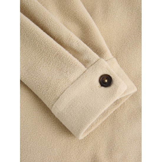 Women's Daily Long Sleeve Solid Color Cargo Pockets Polar Fleece Textured Shirt Jacket Shacket Women's Daily Long Sleeve Solid Color Cargo Pockets Polar Fleece Textured Shirt Jacket Shacket