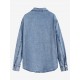 Women's Streetwear Acid Wash Pocket Button Up Curved Hem Long Sleeve Denim Shacket Women's Streetwear Acid Wash Pocket Button Up Curved Hem Long Sleeve Denim Shacket