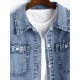 Women's Streetwear Acid Wash Pocket Button Up Curved Hem Long Sleeve Denim Shacket Women's Streetwear Acid Wash Pocket Button Up Curved Hem Long Sleeve Denim Shacket