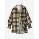 Women's Plaid Smocked Ruffle Cuff Lantern Sleeve Longline Shacket Women's Plaid Smocked Ruffle Cuff Lantern Sleeve Longline Shacket