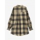 Women's Plaid Smocked Ruffle Cuff Lantern Sleeve Longline Shacket Women's Plaid Smocked Ruffle Cuff Lantern Sleeve Longline Shacket