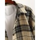 Women's Plaid Smocked Ruffle Cuff Lantern Sleeve Longline Shacket Women's Plaid Smocked Ruffle Cuff Lantern Sleeve Longline Shacket