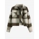 Women's Daily Vintage Single Breasted Plaid Front Pocket Wool Blend Short Jacket Women's Daily Vintage Single Breasted Plaid Front Pocket Wool Blend Short Jacket