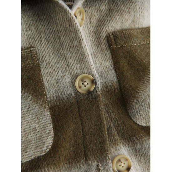 Women's Daily Vintage Single Breasted Plaid Front Pocket Wool Blend Short Jacket Women's Daily Vintage Single Breasted Plaid Front Pocket Wool Blend Short Jacket