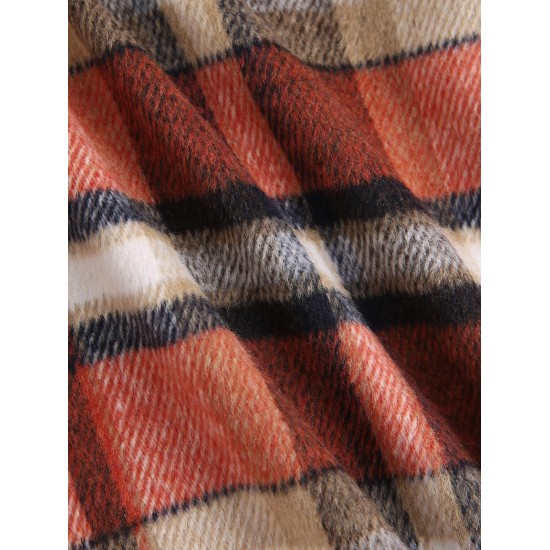 Women's Plaid Wool Blend Pocket Drop Shoulder Button Up Turn Down Collar Shacket Women's Plaid Wool Blend Pocket Drop Shoulder Button Up Turn Down Collar Shacket
