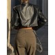 Women's PU Leather Mock Pocket Solid Color Going Out Streetwear Crop Shacket Jacket Women's PU Leather Mock Pocket Solid Color Going Out Streetwear Crop Shacket Jacket