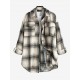 Women's Wool Blend Drop Shoulder Plaid Belted Button Up Pocket Longline Shacket Women's Wool Blend Drop Shoulder Plaid Belted Button Up Pocket Longline Shacket