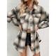 Women's Wool Blend Drop Shoulder Plaid Belted Button Up Pocket Longline Shacket Women's Wool Blend Drop Shoulder Plaid Belted Button Up Pocket Longline Shacket