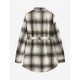 Women's Wool Blend Drop Shoulder Plaid Belted Button Up Pocket Longline Shacket Women's Wool Blend Drop Shoulder Plaid Belted Button Up Pocket Longline Shacket