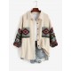 Women's Ethnic Aztec Printed Corduroy Shacket Long Sleeve Retro Spliced Jacket Women's Ethnic Aztec Printed Corduroy Shacket Long Sleeve Retro Spliced Jacket