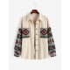 Women's Ethnic Aztec Printed Corduroy Shacket Long Sleeve Retro Spliced Jacket Women's Ethnic Aztec Printed Corduroy Shacket Long Sleeve Retro Spliced Jacket