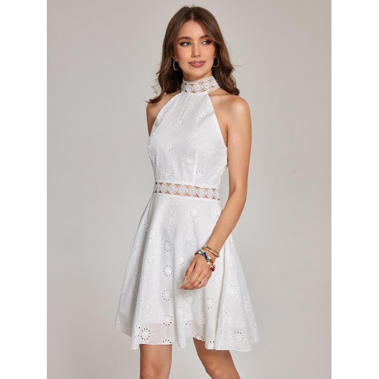 Eyelet Skate Floral Trim Broderie Anglaise Mini Dress Eyelet Skate Floral Trim Broderie Anglaise Mini Dress
