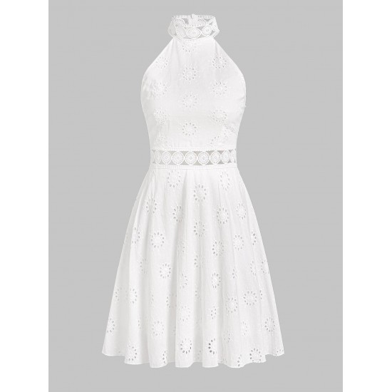 Eyelet Skate Floral Trim Broderie Anglaise Mini Dress Eyelet Skate Floral Trim Broderie Anglaise Mini Dress