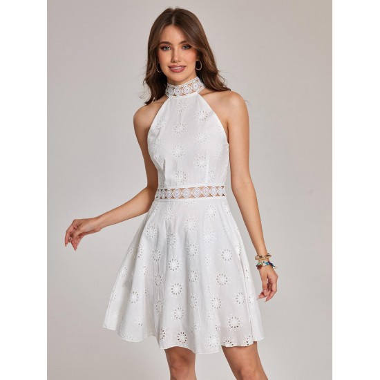 Eyelet Skate Floral Trim Broderie Anglaise Mini Dress Eyelet Skate Floral Trim Broderie Anglaise Mini Dress