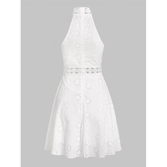 Eyelet Skate Floral Trim Broderie Anglaise Mini Dress Eyelet Skate Floral Trim Broderie Anglaise Mini Dress