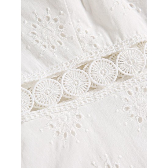 Eyelet Skate Floral Trim Broderie Anglaise Mini Dress Eyelet Skate Floral Trim Broderie Anglaise Mini Dress