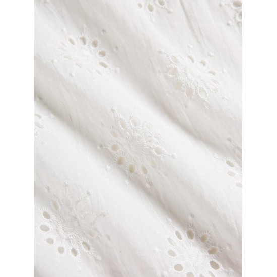 Eyelet Skate Floral Trim Broderie Anglaise Mini Dress Eyelet Skate Floral Trim Broderie Anglaise Mini Dress