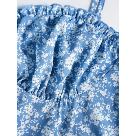 Cami Ditsy Floral Tie Shoulder Bustier Frilled Mini Dress Cami Ditsy Floral Tie Shoulder Bustier Frilled Mini Dress