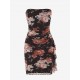 Flower Print Vintage Ruffles Decor Mesh Tube Dress Flower Print Vintage Ruffles Decor Mesh Tube Dress