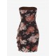 Flower Print Vintage Ruffles Decor Mesh Tube Dress Flower Print Vintage Ruffles Decor Mesh Tube Dress