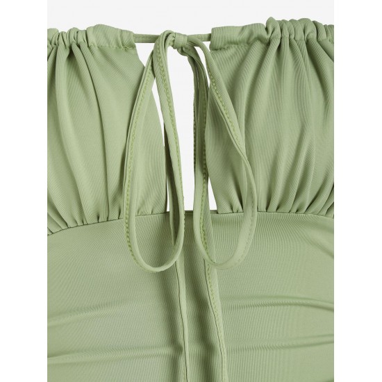 Solid Color Off The Shoulder Cinched Dress Solid Color Off The Shoulder Cinched Dress