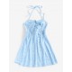 Floral Ribbed Cinched Tie Smocked Sun Dress Floral Ribbed Cinched Tie Smocked Sun Dress