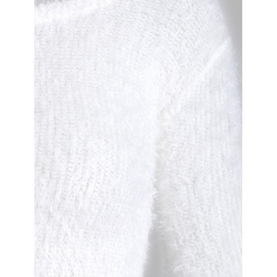 Fluffy Mohair Textured Long Sleeve Slinky Dress Fluffy Mohair Textured Long Sleeve Slinky Dress