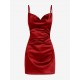 Women's Satin Sleeveless Spaghetti Strap Side Slit Cowl Neck Cocktail Party Mini Slip Vegas Dress Women's Satin Sleeveless Spaghetti Strap Side Slit Cowl Neck Cocktail Party Mini Slip Vegas Dress